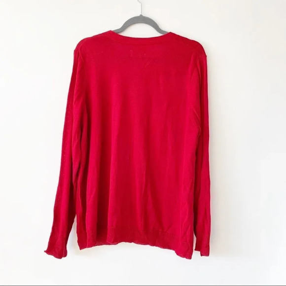Avenue Bright Red Cardigan Sweater Size 18/20 Sparkles Rhinestones New - Picture 2 of 8